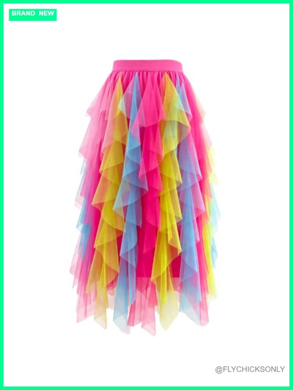 Layered Mesh Tulle Skirt A-Line High Rise Elastic Waist Party